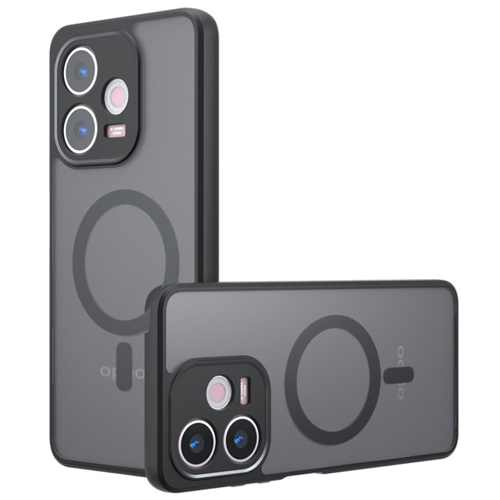 Husa pentru Oppo A5 Pro 5G / A5 Pro 4G, SKYDDAR INNOVATION, PureFrost MagSafe, AntiSoc, set cu sticker, Negru frost