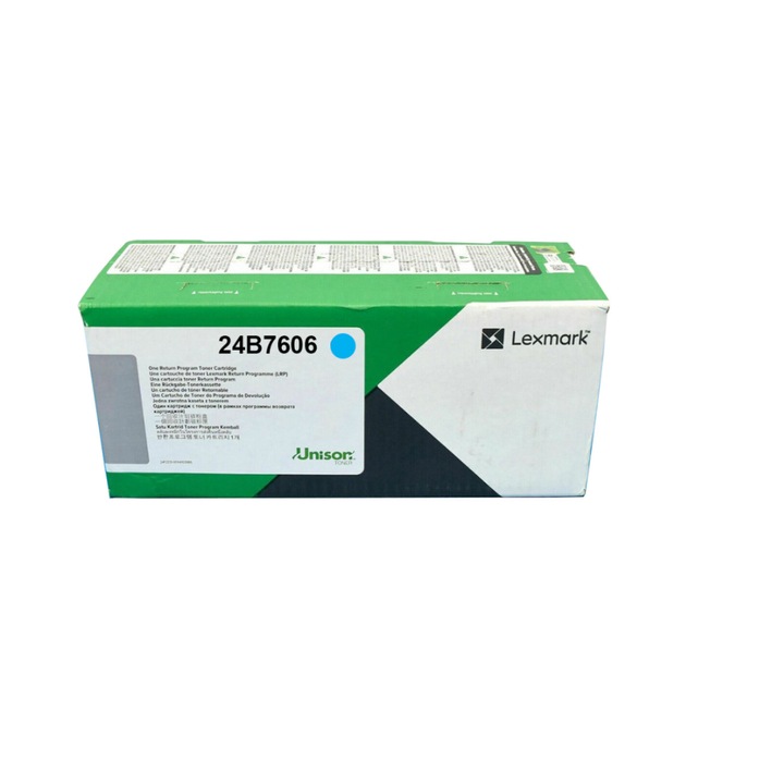 Тонер Lexmark 24B7606, 12 000 страници, Програма за връщане, циан