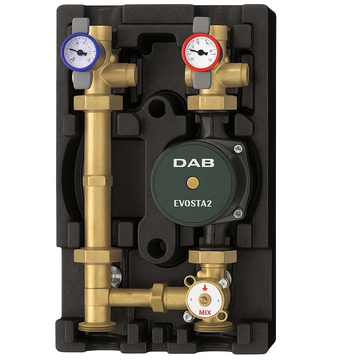 Помпена група със секторен смесителен вентил Giacomini R586RY103, циркулационна помпа DAB EVOSTA2, висока енергийна ефективност, 400 кв.м.