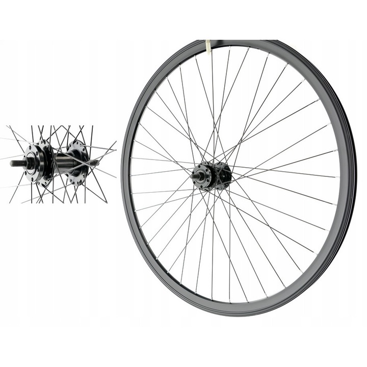 Комплект велосипедно колело, XMX, 28 инча, алуминий, черно, 36 спици, с монтаж за дискова спирачка