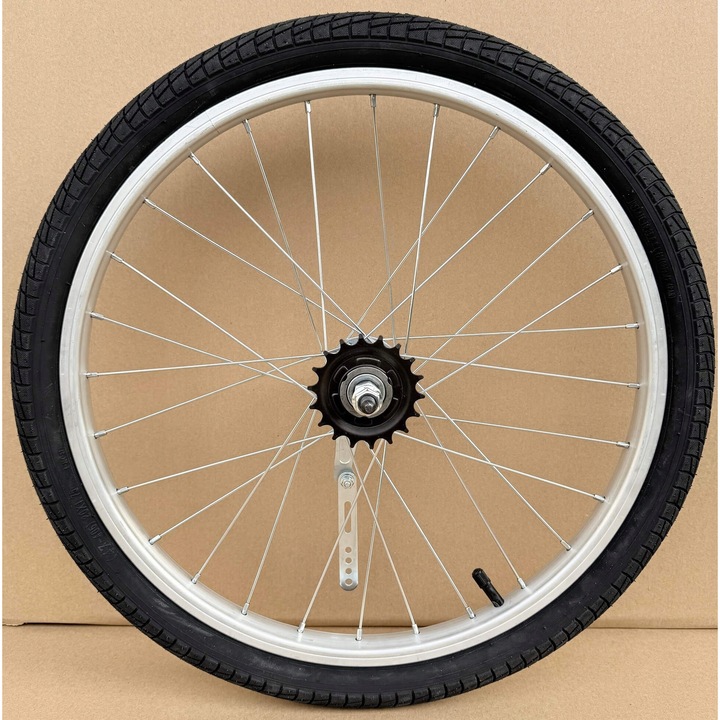 Roata completa bicicleta 20 inch, aluminiu, 28 spite, sistem de franare Torpedo