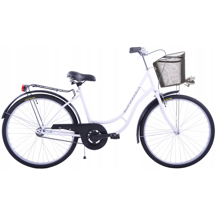 Велосипед Antonio Miejski 26', бял, с кошница, 1 скорост, LED осветление