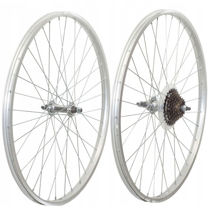 Komplett kerékpár kerékszett 28 colos, alumínium, 36 küllős, Shimano 7 sebességes