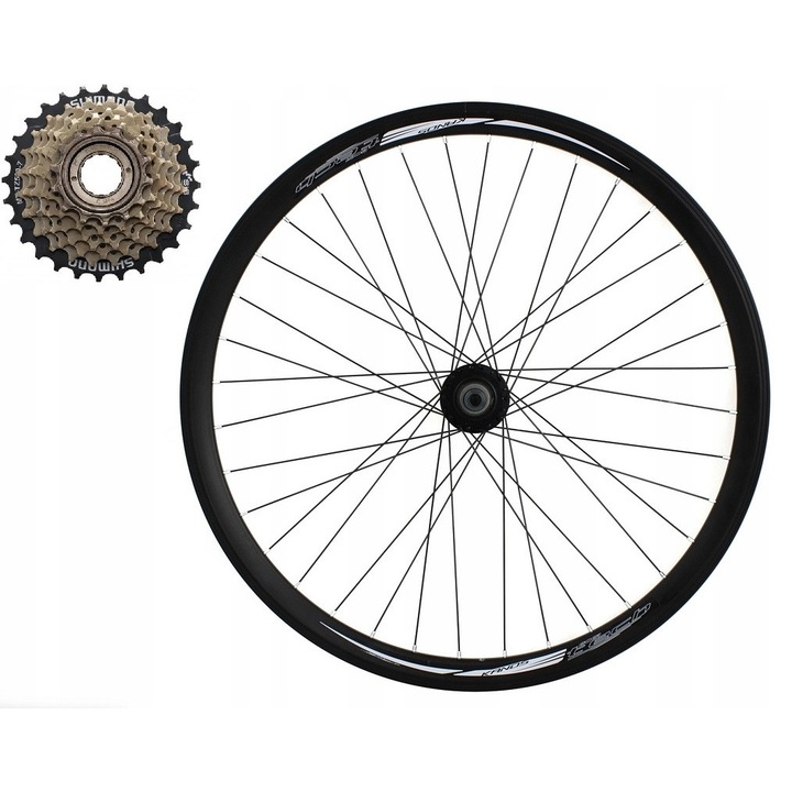 Roata biciclete 27,5 inch Kands, aluminiu, v-brake, set cu wolnobieg Shimano 7-randuri
