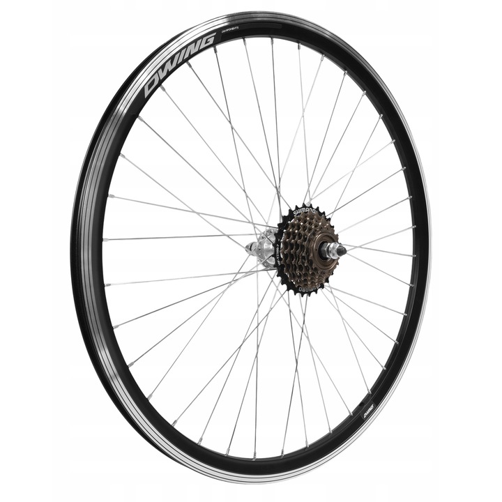 Kands 26 colos kerékpárkerék, hátsó, alumínium, 6 sebességes, V-fék, fekete, komplett szett