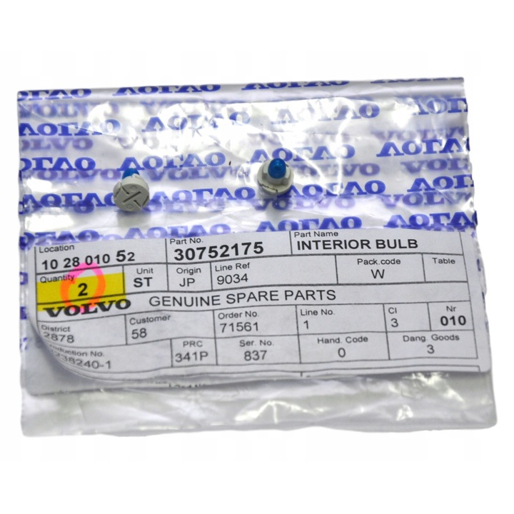 Volvo 30752175 autó izzók S60, S80, V70, XC70, XC90 modellekhez