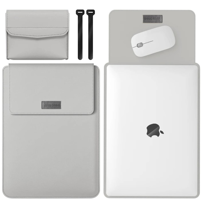 Калъф 3 в 1 Pocket за MacBook Air Pro 13" M1 M2 M3 13.3 13.6 14.2, сив