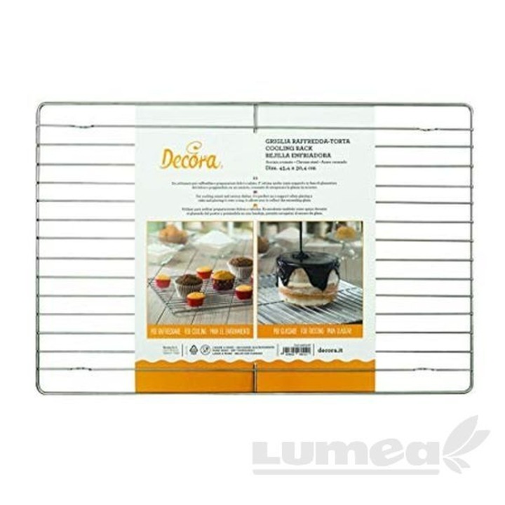 Gratar dreptunghiular din inox pentru racire si glazurare tort, 45.4x30.4 cm - Decora
