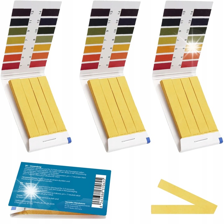 80 db pH-tesztcsík szérumhoz, BMUT, 1-14 tartomány, könnyen használható, átlátszó színskála