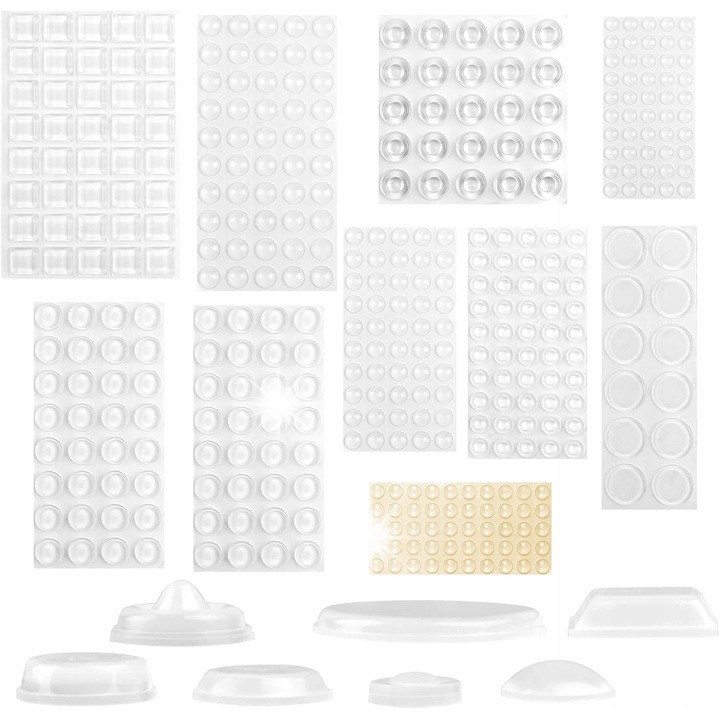 Комплект от 389 стопери за врати, защита за стена, прозрачни, силиконови