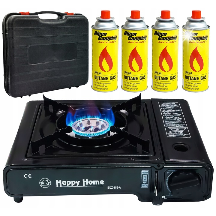 Котлон за къмпинг, HAPPY HOME, модел BDZ-155-A, 2 в 1, газов, с адаптер, 340x270x100 мм, 2500 W