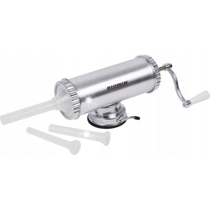 Машина за пълнене на наденици, 3 кг, алуминий, неръждаема стомана, сребриста, 29x10.5 см