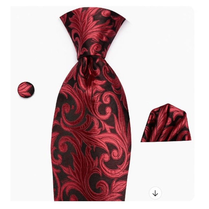 Комплект вратовръзка, кърпичка и копчета за ръкавели, черен с тъмно цикламен, коприна, 150x8.5см