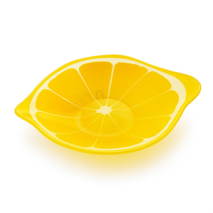 Bol decorativ Aria Fresh in forma de lamaie, 13x18xh3cm, sticla, galben
