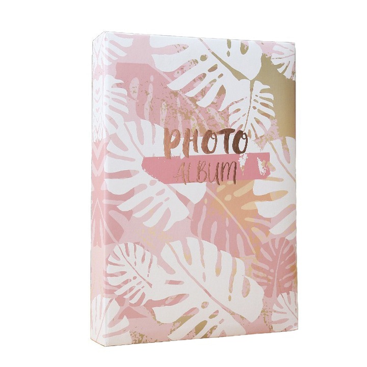 Пътуващ албум, розов, капацитет 300 снимки, записва топли моменти, 6-инчови снимки, 32,5x22x5,5 см