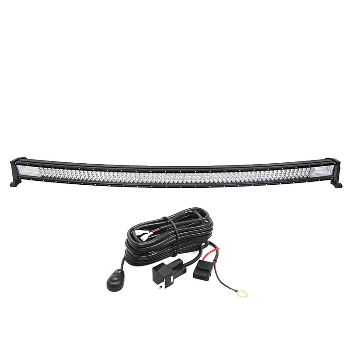 Bara LED curbata 52inch cu kit de cabluri, constructie din aluminiu turnat, 6000K, 675W