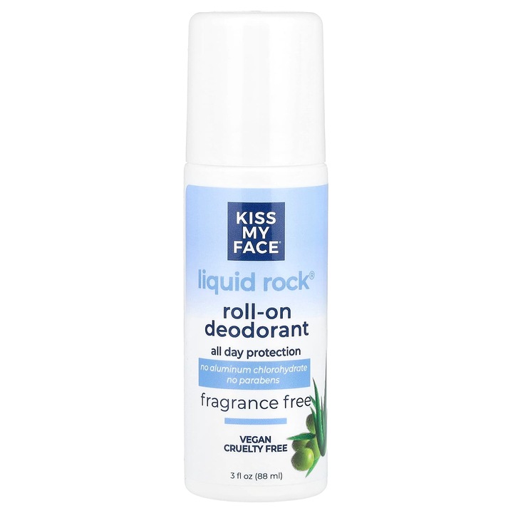 Deodorant roll-on Kiss My Face Liquid Rock, fara parfum, 88 ml, vegan, fara aluminiu