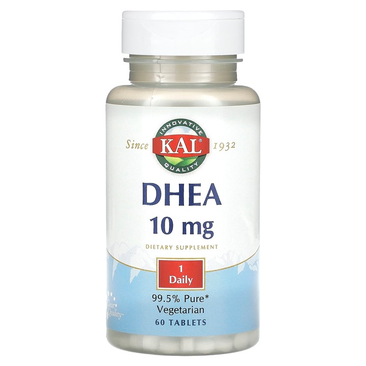 KAL, DHEA, 10 mg, 60 tabletta, 99,5%-os tisztaságú, vegetáriánus