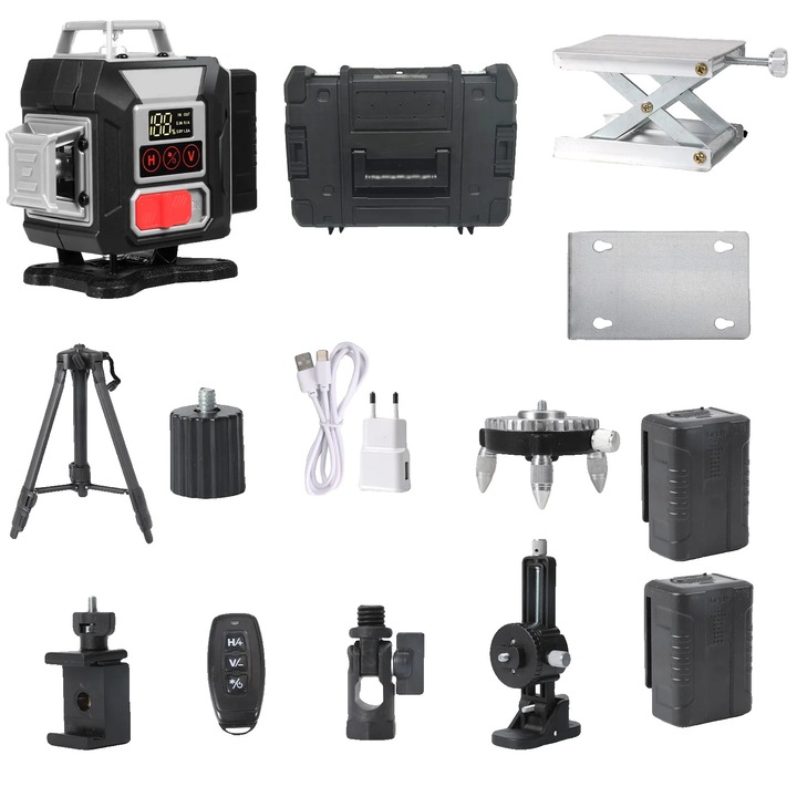 Nivel laser, 16 linii, auto-nivelare, set cu cutie din plastic