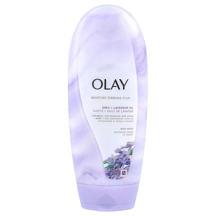 Gel de dus Olay, Moisture Ribbons Plus, Shea + ulei de lavanda, 532 ml