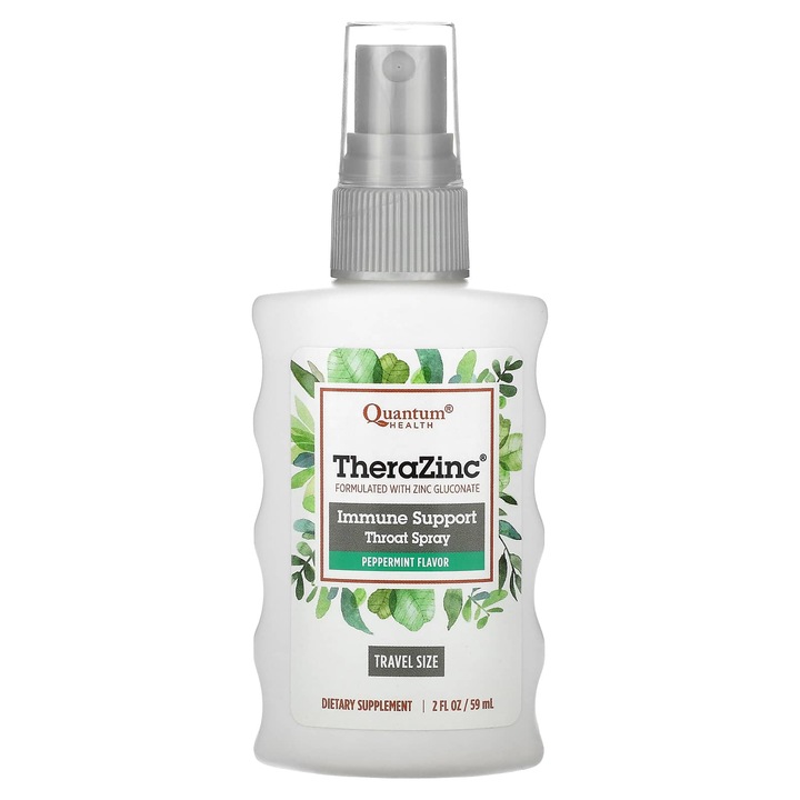 Spray pentru gat TheraZinc, Quantum Health, menta, 7,4 mg, 59 ml