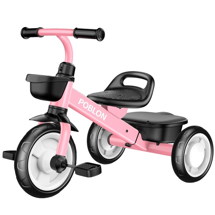 Futóbicikli, 3 kerekű, állítható ülésmagasságú, rózsaszín