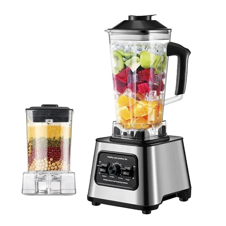 Blender, Tocator, 3 in 1, plastic si otel inoxidabil, compact, 30x15x15cm