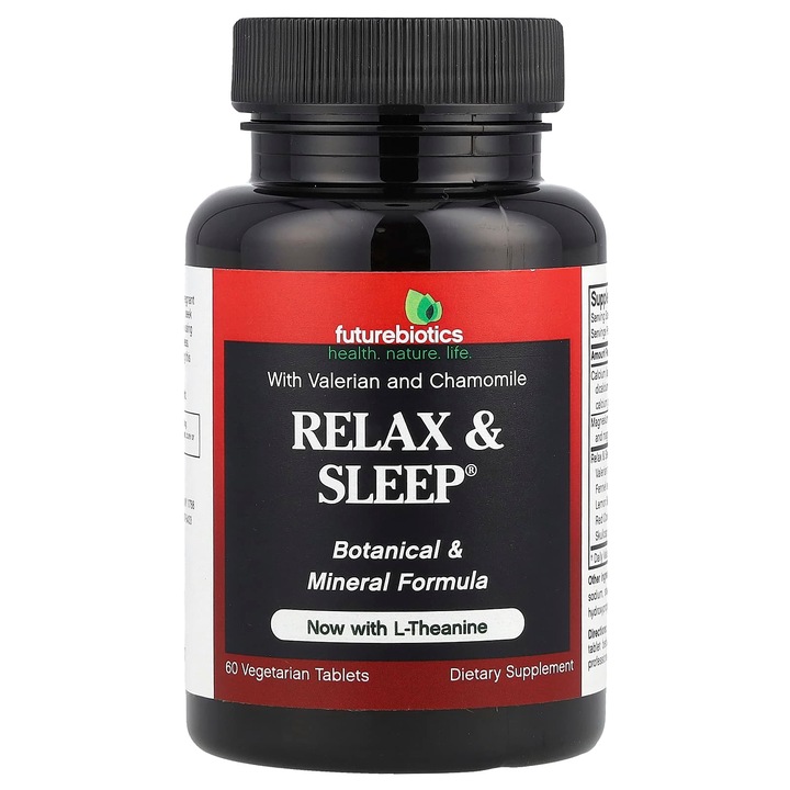 Supliment alimentar Relax & Sleep, 60 tablete vegetale, cu valeriana si musetel Futurebiotics