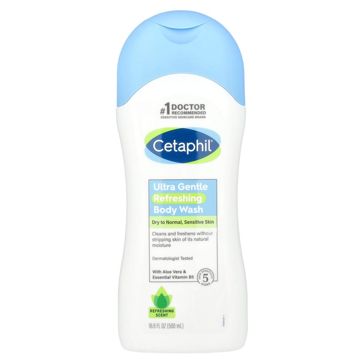 Cetaphil tusfürdő, extra gyengéd, 500 ml, aloe verával és B5-vitaminnal, száraz és normál bőrre