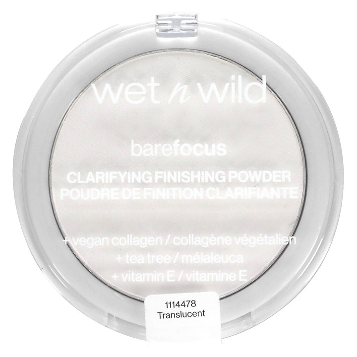 Wet n Wild Barefocus Finishing Powder, áttetsző, 7,8 g, vegán, teafaolajjal, E-vitaminnal