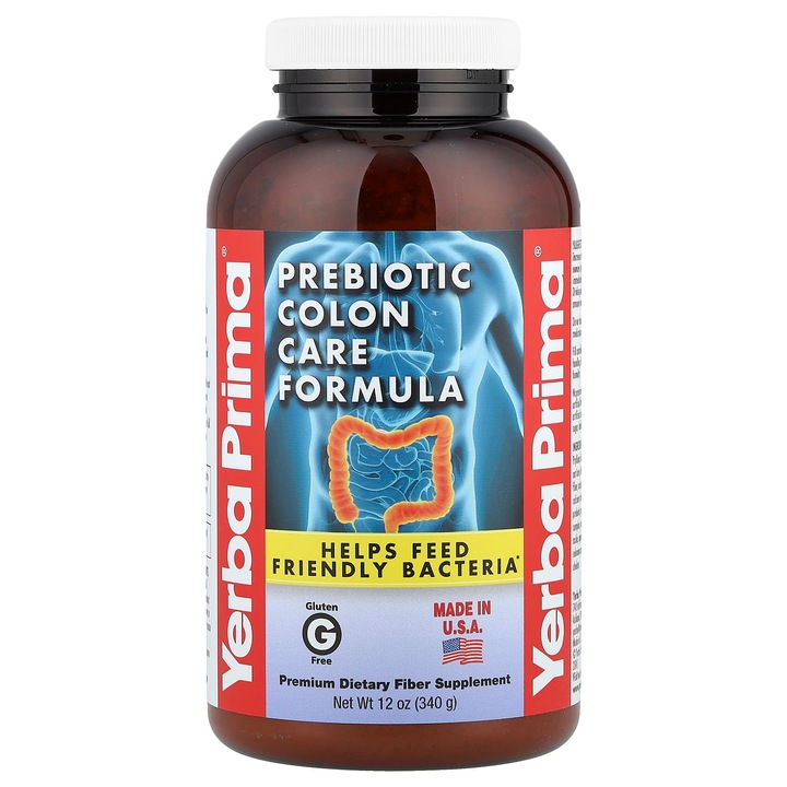 Yerba Prima, Prebiotice pentru sanatatea intestinului gros, 340 g, fara gluten, continut ridicat de fibre
