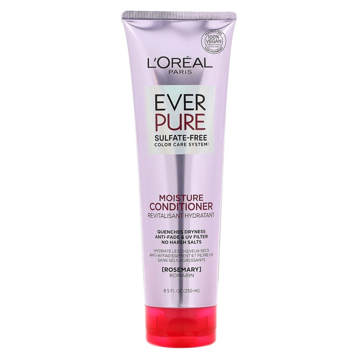 Балсам за коса, L'Oreal, Ever Pure, 250 мл, с розмарин, без сулфати, веган