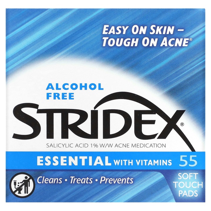 Stridex, tratament pentru acnee, 55 dischete, cu vitamine, fara alcool