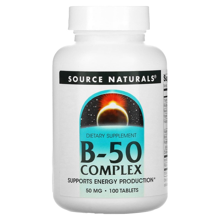 Complex B-50, Source Naturals, 50 mg, 100 tablete
