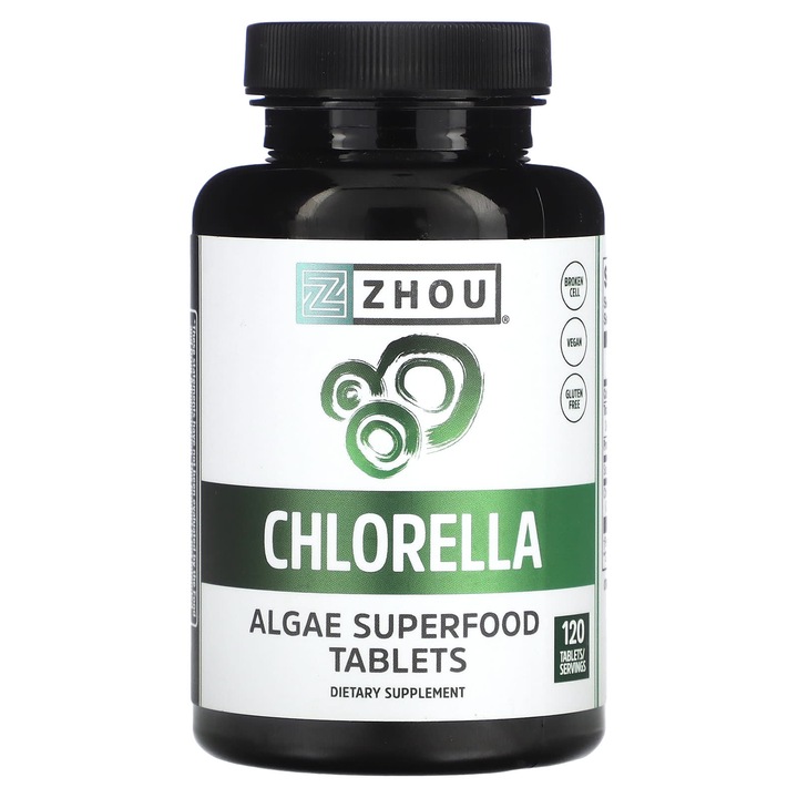Supliment alimentar Zhou Nutrition, Chlorella, 120 tablete, vegan, fara gluten