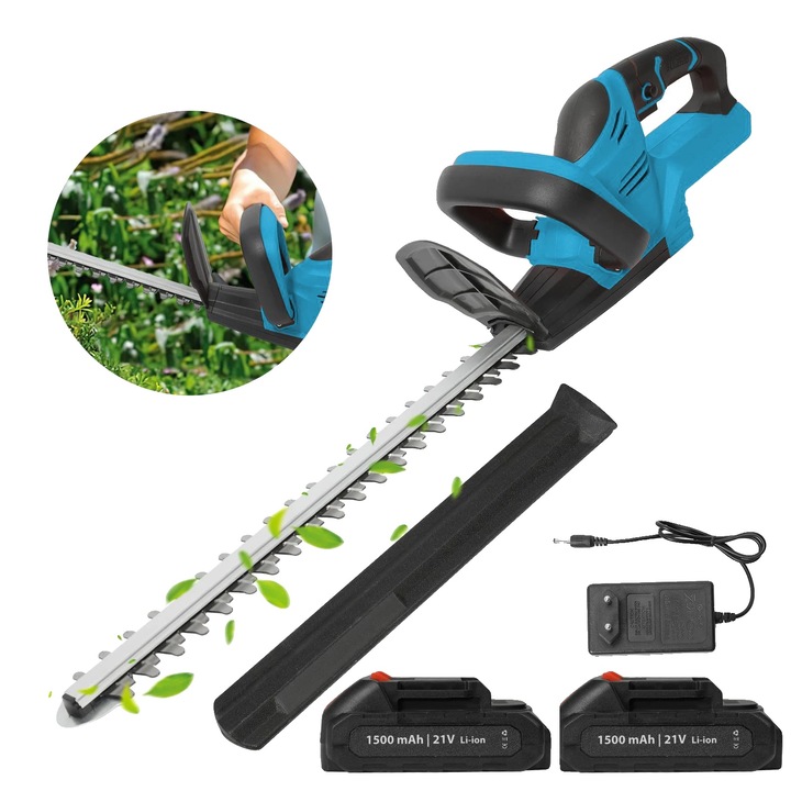 Trimmer electric pentru arbusti, 22 inch, 2xBaterii, taiere precisa, fara fir