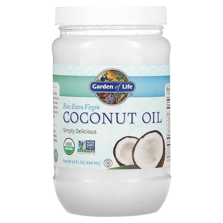 Ulei cosmetic, Garden of Life, ulei de cocos presat la rece, 414 ml, organic, vegan