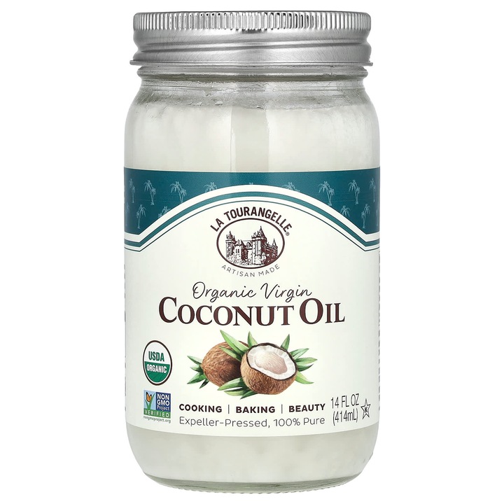 Ulei de cocos organic presat la rece, 414 ml, La Tourangelle, fara sodiu, vegan, fara gluten