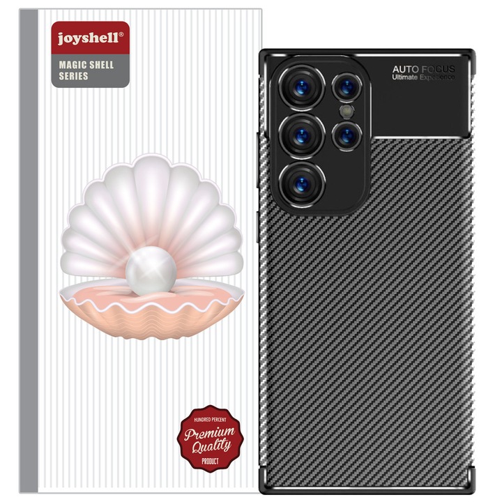 TPU szilikon tok, kompatibilis a Samsung Galaxy S25 Ultra készülékkel, karbon dizájnú, autofókuszos, ultravédő, ütésálló / fekete