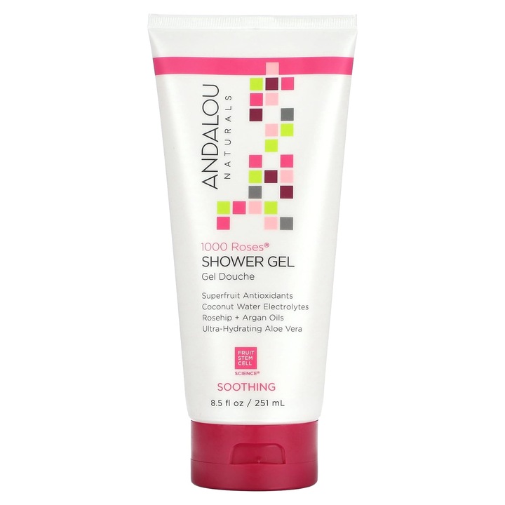 Andalou Naturals tusfürdő, 1000 rózsa, 251 ml, aloe verával és hidratáló olajokkal