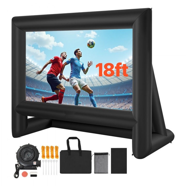 Ecran proiectie gonflabil, 18 ft, format 16:9, cu geanta portabila, rezistent la uzura