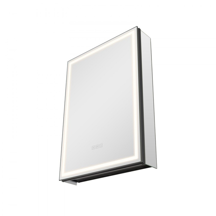 Dulap pentru medicamente cu oglinda, iluminat, 50x70 cm, montare incastrata pe perete, iluminare inferioara