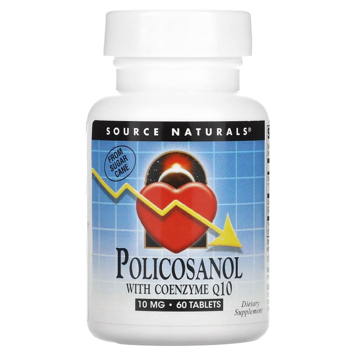 Supliment alimentar Policosanol cu Coenzima Q10, 10 mg, 60 tablete, Source Naturals