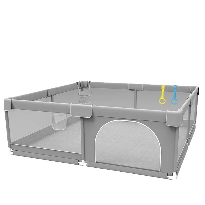 Tarc copii, design sigur, constructie metalica durabila, gri deschis, 1.2x1.6M