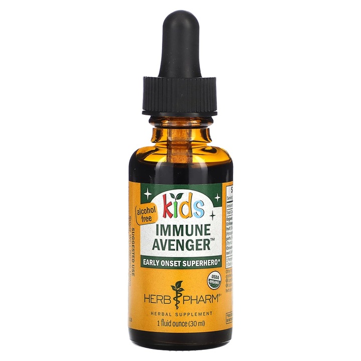 Supliment alimentar copii, Herb Pharm, Kids Immune Avenger, 30 ml, organic, fara alcool
