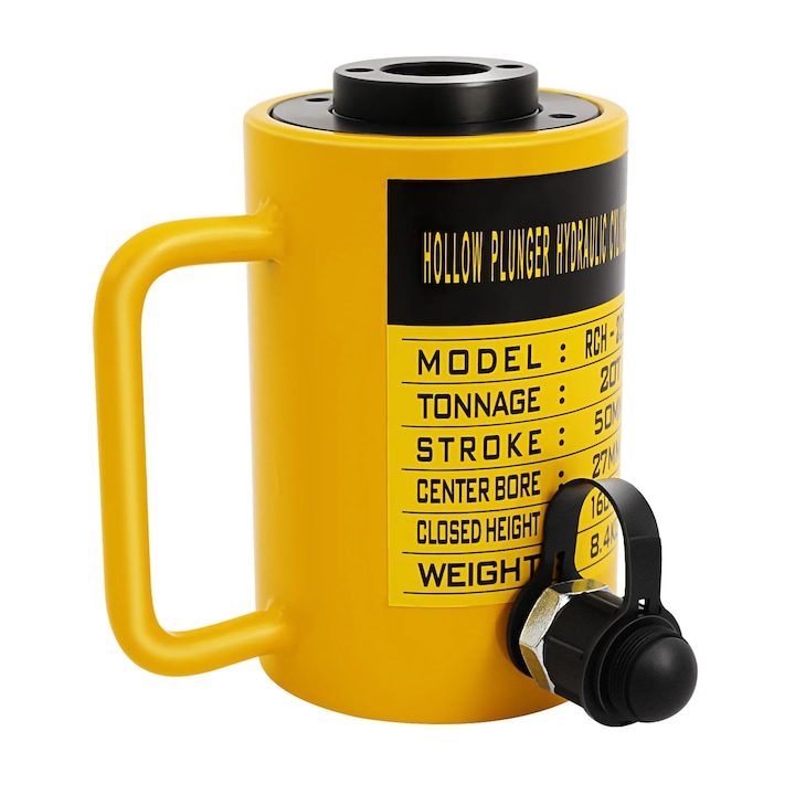 Cilindru hidraulic manual 20 tone, cursa 2 inch, galben, set complet, 25x23x20cm
