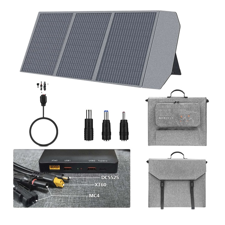 Panou solar, 100W, design portabil, compatibilitate versatila, 18V, dimensiuni compacte