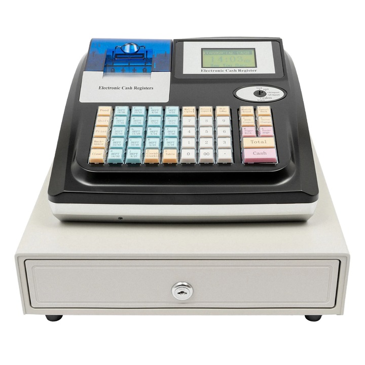 Casa de marcat electronică, 48 taste, 36 departamente, 10000 PLU, negru