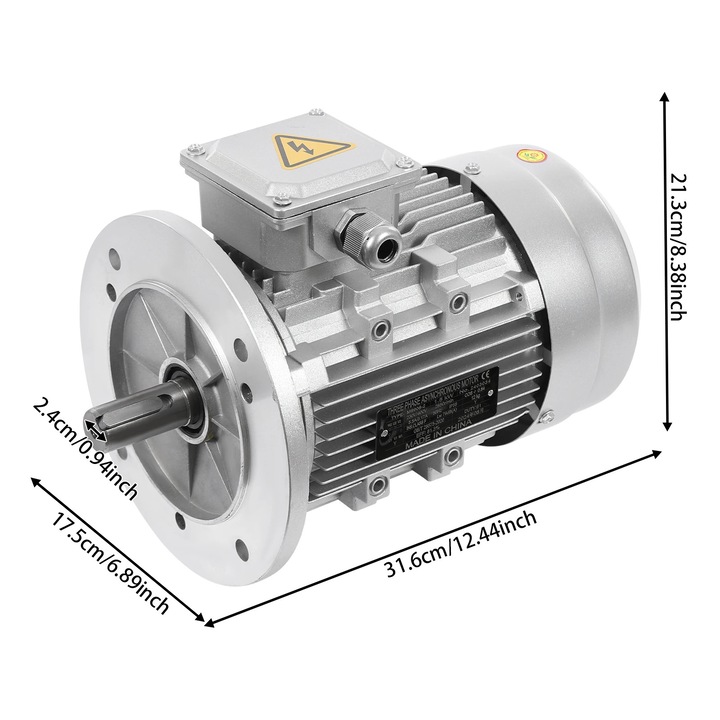 Motor electric, design asincron trifazat, eficienta ridicata, gri deschis, 1.5KW, 2850 RPM