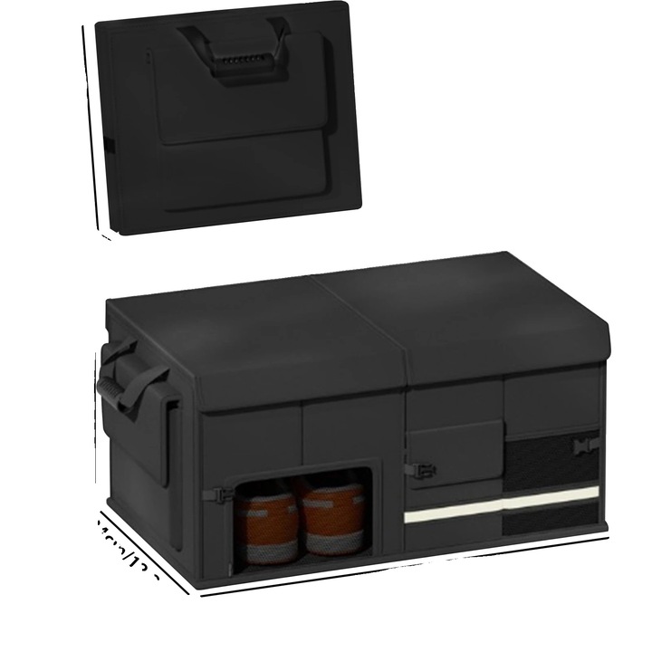 Autórendező, vízálló, több rekeszes, fekete, 60L